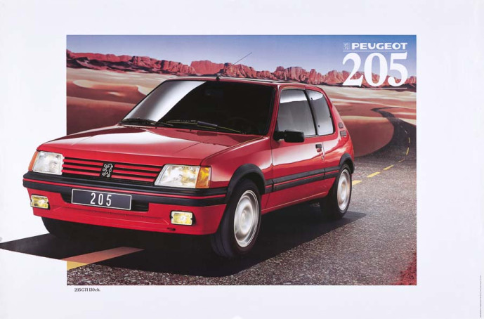 Affiche 205 gti rouge 130ch...