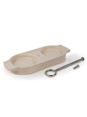 Linea ceramic tray for 2 mills ecru