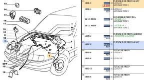 Flexible de frein avant longueur 495 mm