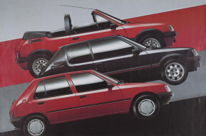 Affiche trio de 205 rouge et noir 1988