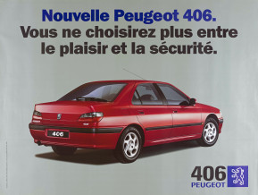 Affiche 406 rouge plaisir securite 1995