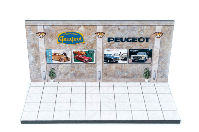 Diorama 1/43 showroom peugeot