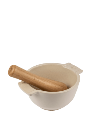 Ecru ceramic mortar 
 beech pestle