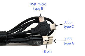 Cable chargeur 3 connectiques peugeot