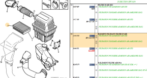 Filtering element air filter