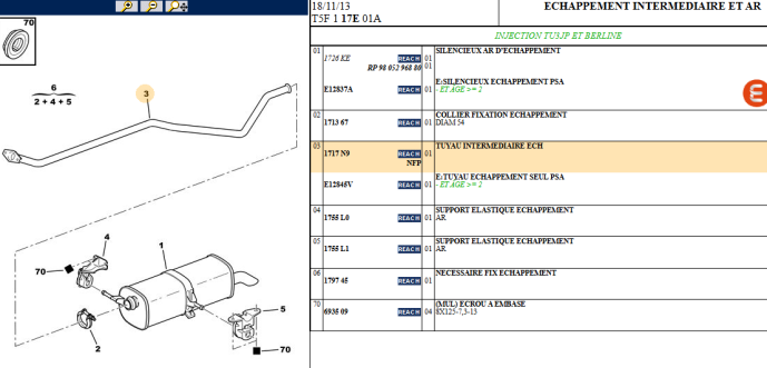 Intermediate exhaust pipe