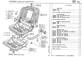 Right front backrest lever return spring