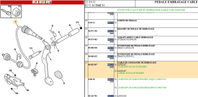 Clutch control cable l:837 mm