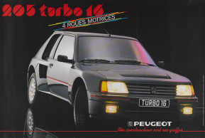 Affiche publicitaire 205 turbo 16 - 1985