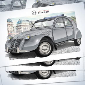 Postcard 2cv azlp 1959 grey